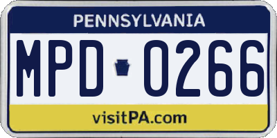 PA license plate MPD0266
