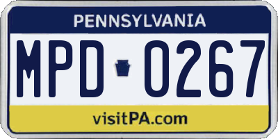 PA license plate MPD0267