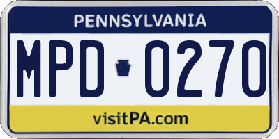 PA license plate MPD0270