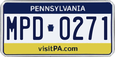 PA license plate MPD0271