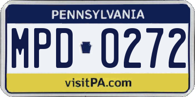 PA license plate MPD0272