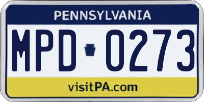 PA license plate MPD0273