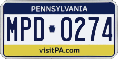 PA license plate MPD0274