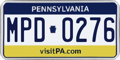 PA license plate MPD0276