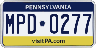 PA license plate MPD0277