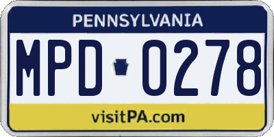 PA license plate MPD0278