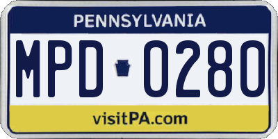 PA license plate MPD0280