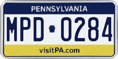 PA license plate MPD0284