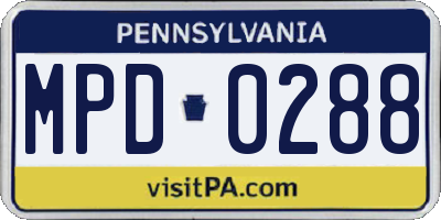 PA license plate MPD0288