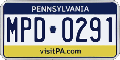 PA license plate MPD0291