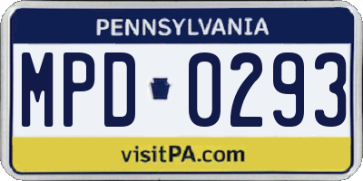 PA license plate MPD0293