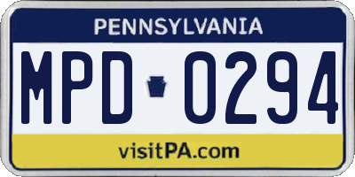 PA license plate MPD0294