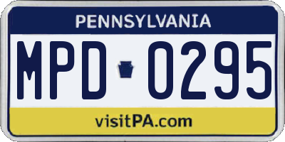 PA license plate MPD0295