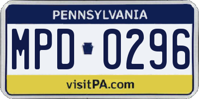 PA license plate MPD0296