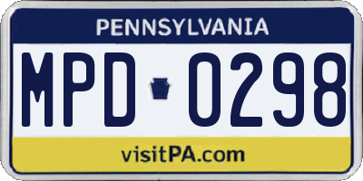 PA license plate MPD0298