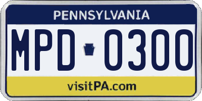 PA license plate MPD0300