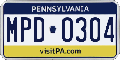 PA license plate MPD0304