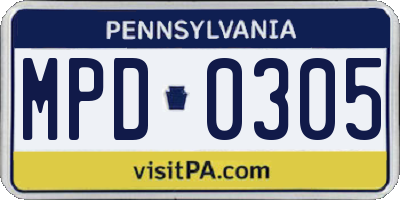 PA license plate MPD0305