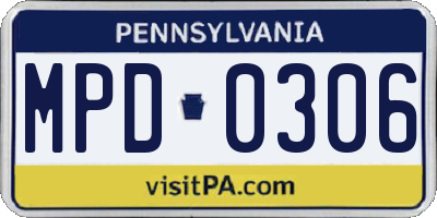 PA license plate MPD0306