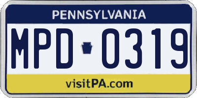 PA license plate MPD0319