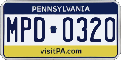 PA license plate MPD0320