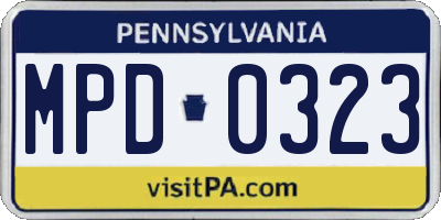PA license plate MPD0323