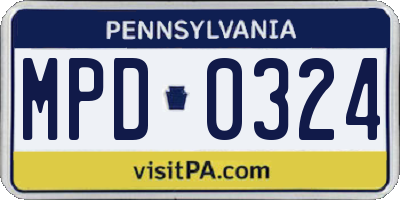 PA license plate MPD0324