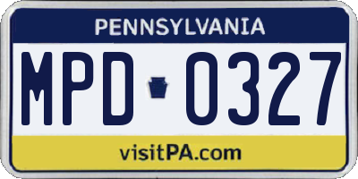 PA license plate MPD0327