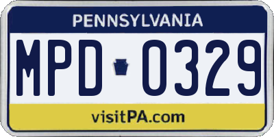 PA license plate MPD0329
