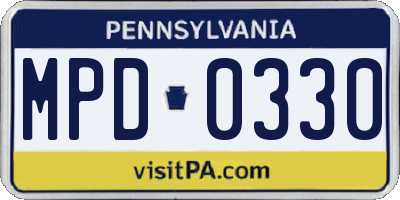 PA license plate MPD0330