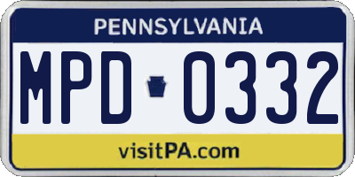 PA license plate MPD0332
