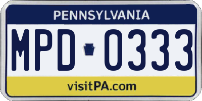 PA license plate MPD0333
