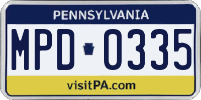 PA license plate MPD0335