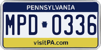 PA license plate MPD0336