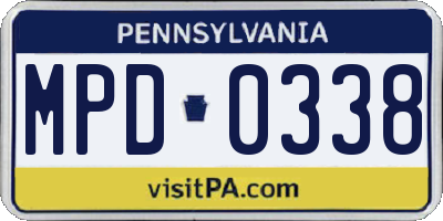 PA license plate MPD0338