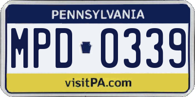 PA license plate MPD0339