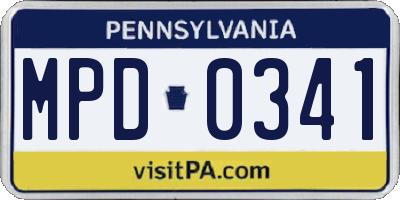 PA license plate MPD0341