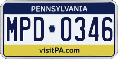 PA license plate MPD0346