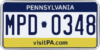 PA license plate MPD0348