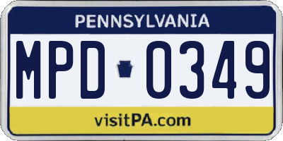 PA license plate MPD0349