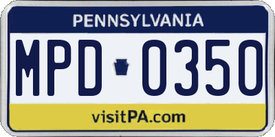 PA license plate MPD0350