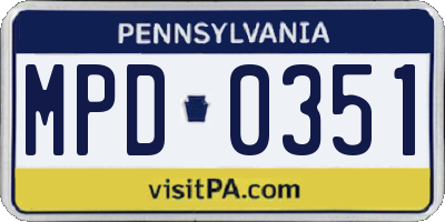 PA license plate MPD0351