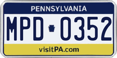 PA license plate MPD0352