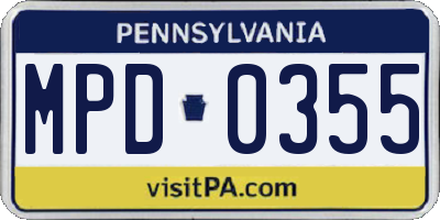 PA license plate MPD0355