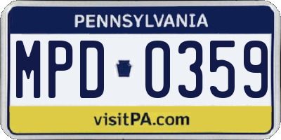 PA license plate MPD0359