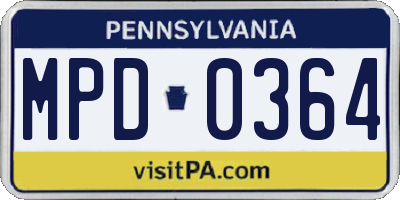 PA license plate MPD0364