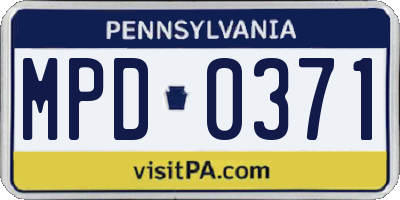 PA license plate MPD0371