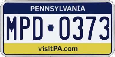PA license plate MPD0373