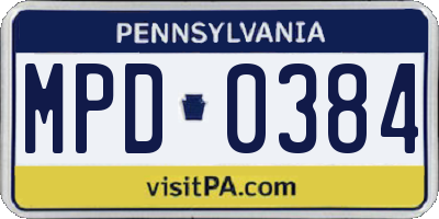 PA license plate MPD0384