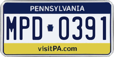PA license plate MPD0391